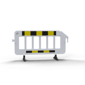 Crowd barrier | made of plastic | fence element white | film RA1/A | yellow / black